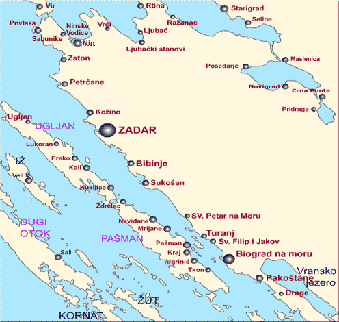 karta otoka pašmana Appartments   Urlaub in Dalmatien   Kroatien   Davor Krtalic  karta otoka pašmana